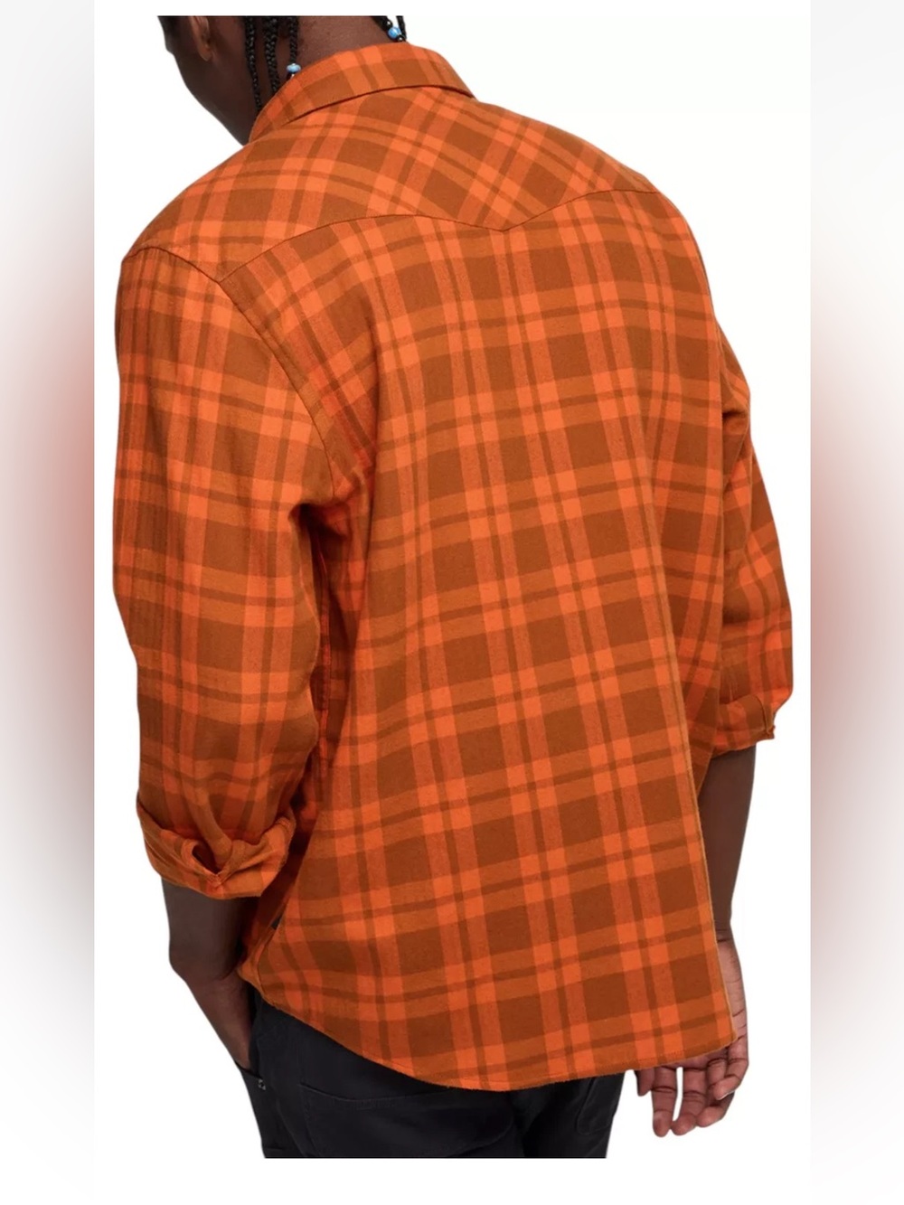 NWT Howler Bros LA Grange Lightweight Flannel Size Small S Orange Button Down - Picture 4 of 6